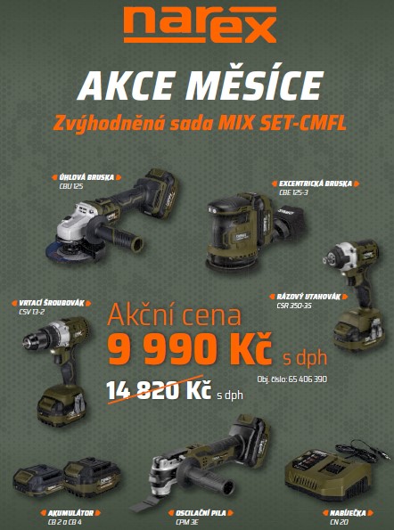 Akční set aku nářadí NAREX Camouflage 20 V